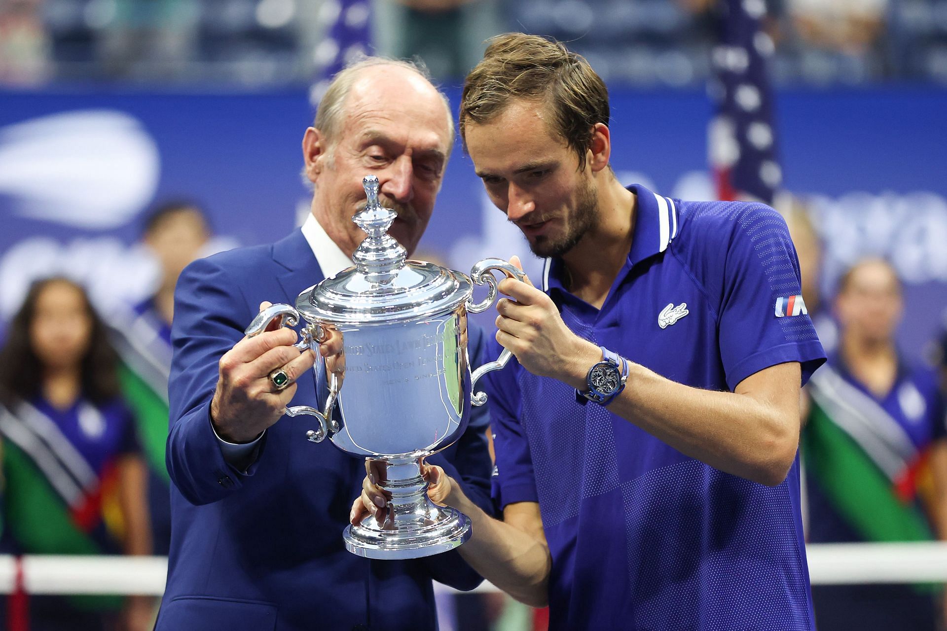 Medvedev with the winner's trophy at the 2021 US Open - Day 14 - Source: Getty